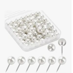 Pearl Decorative Map Pins - White Pearl Head (Set)